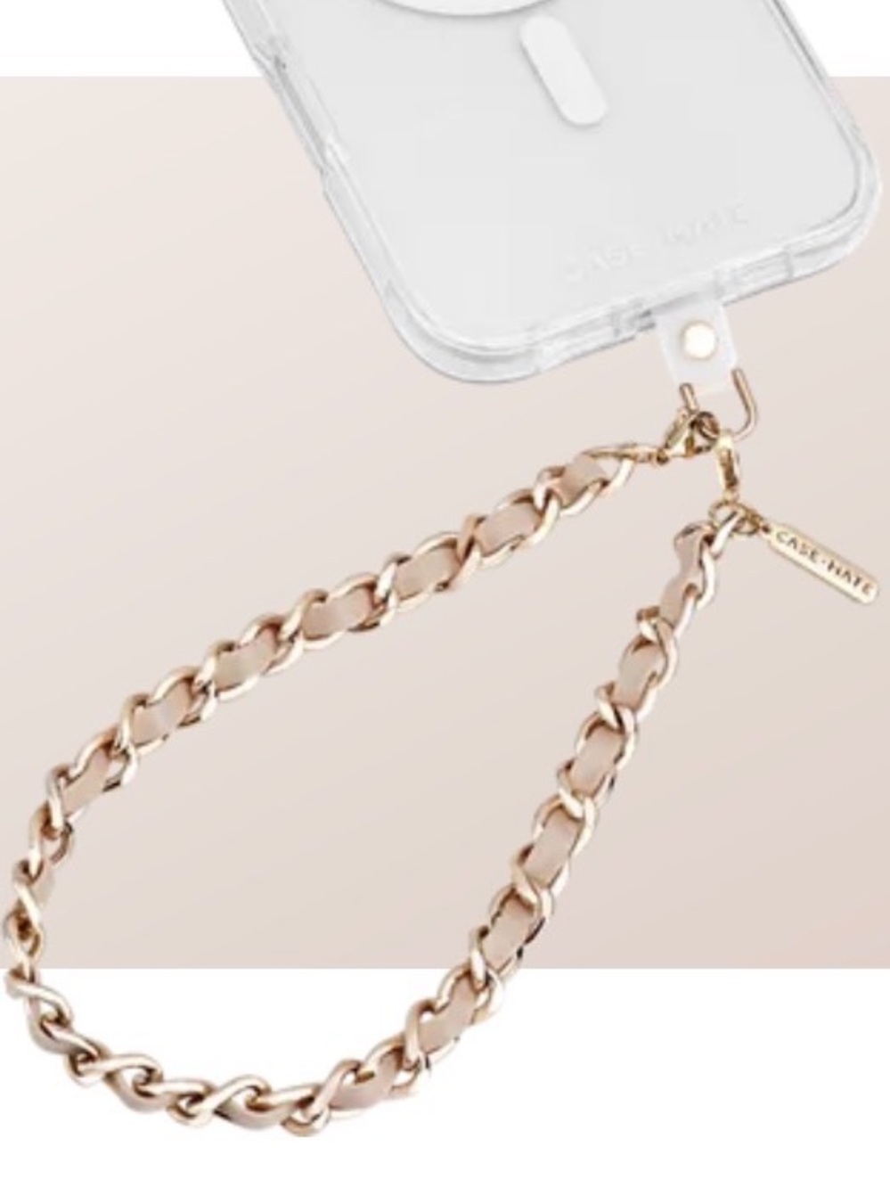 NWT-Case-Mate Phone Charm Wristlet - Gold Chain with Taupe Leather